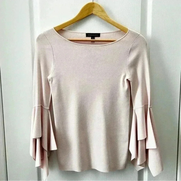 Banana Republic Handkerchief Sleeve Sweater Knit Top Blush Pink  Size XS - Picture 3 of 16